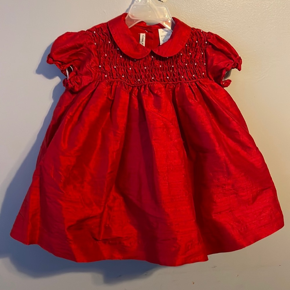 NWOT Creme de la Creme Coutoure red dress and bloomers size 18 mo.